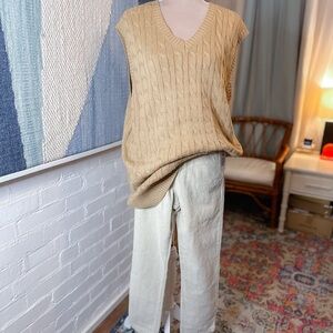 H2H Camel Cable Knit V-Neck Sweater Vest